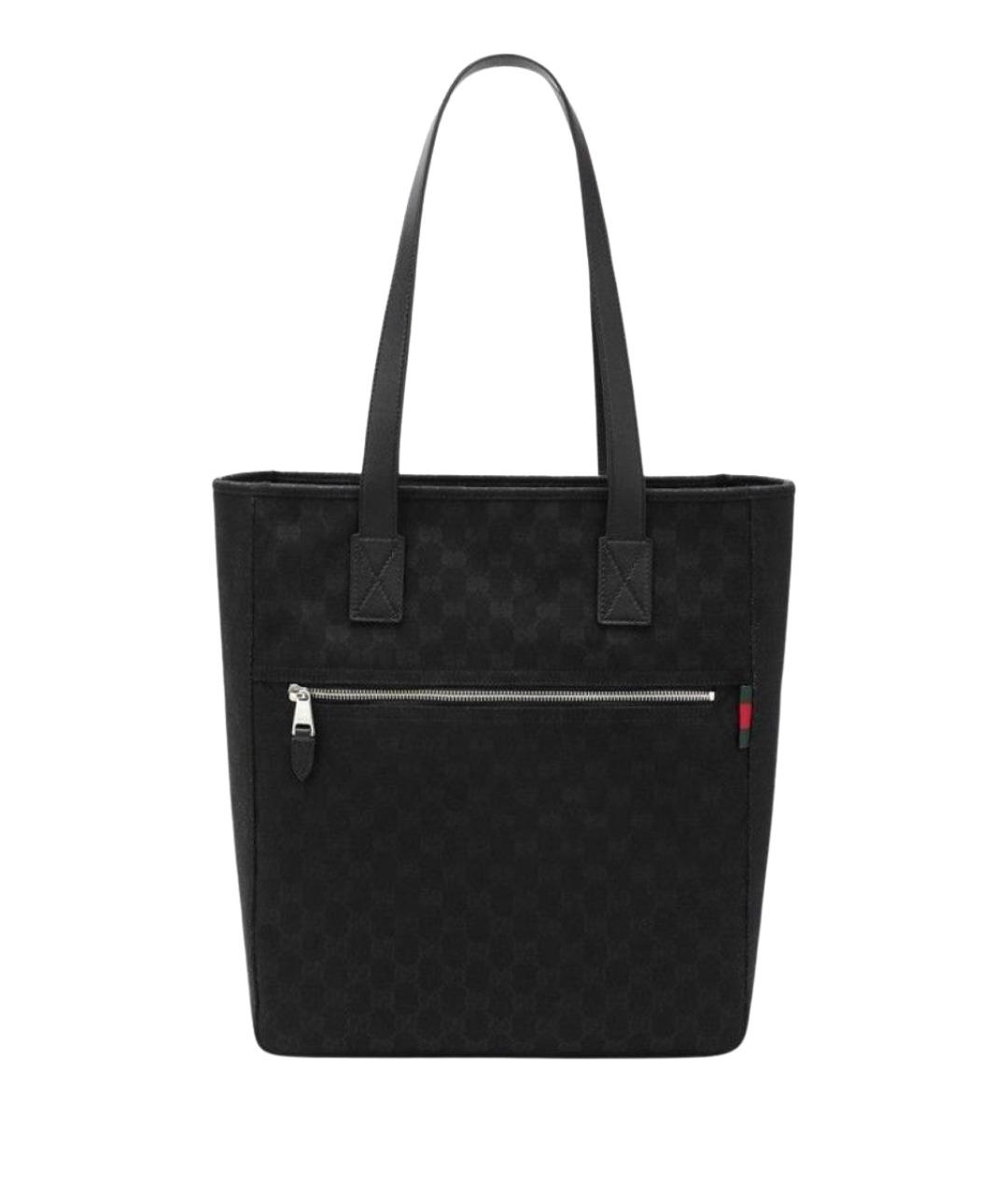 GUCCI Черная тканевая сумка тоут, фото 1