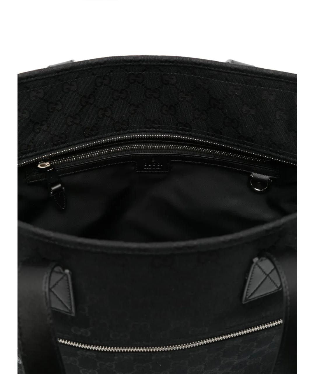 GUCCI Черная тканевая сумка тоут, фото 5