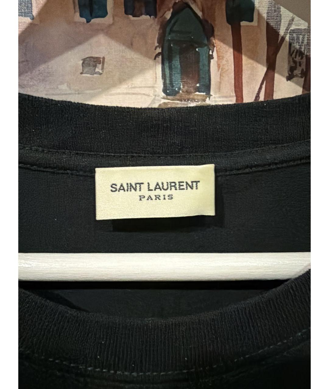 SAINT LAURENT Черная хлопковая футболка, фото 4