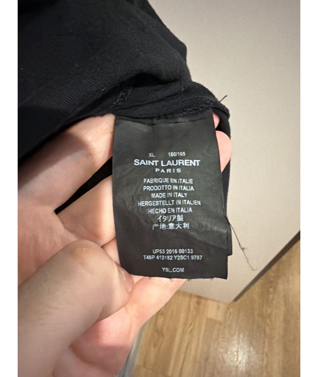 SAINT LAURENT Черная хлопковая футболка, фото 5