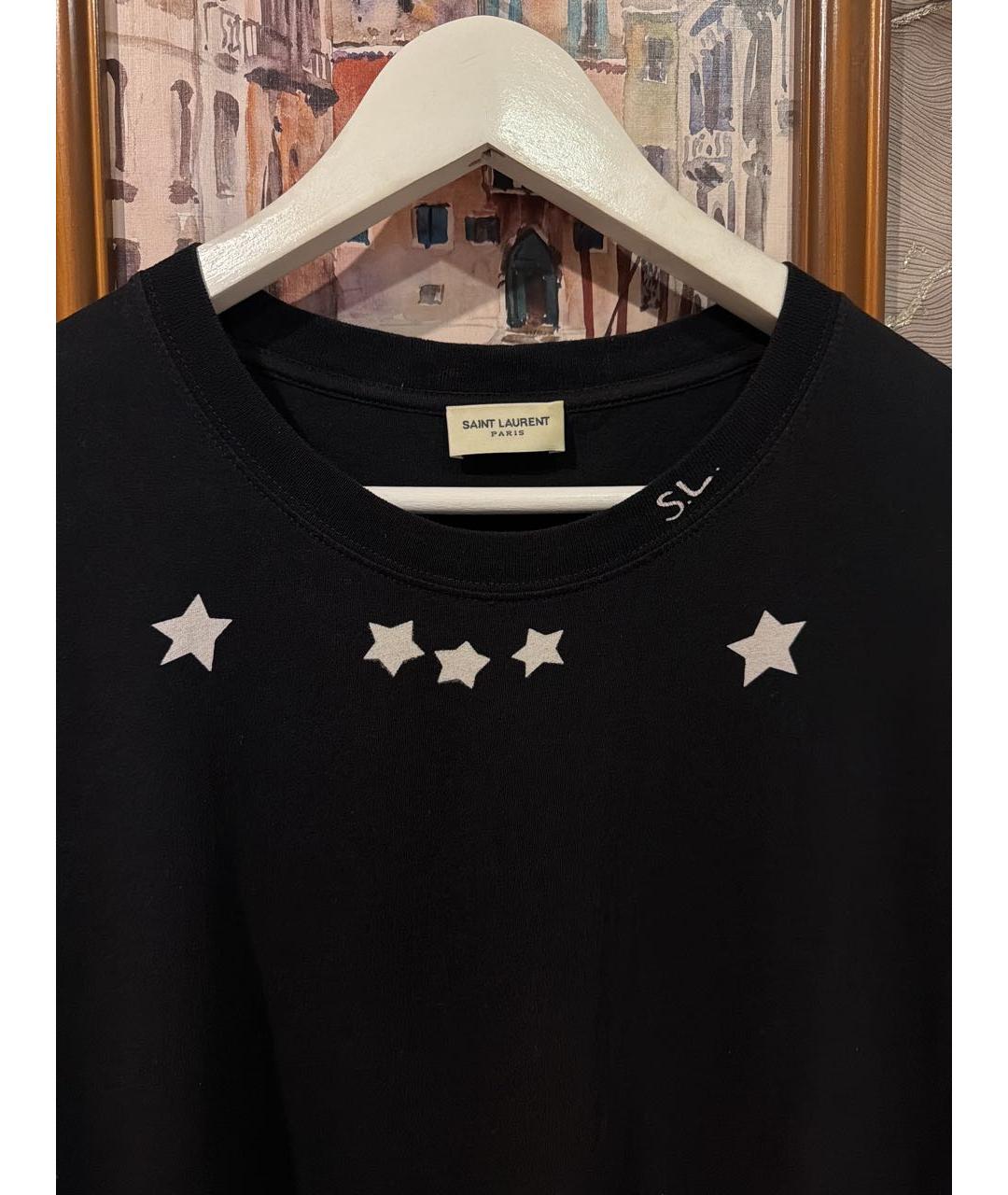 SAINT LAURENT Черная хлопковая футболка, фото 3