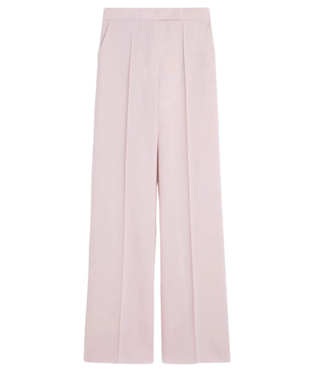 MAX MARA Розовые шерстяные прямые брюки, фото 1
