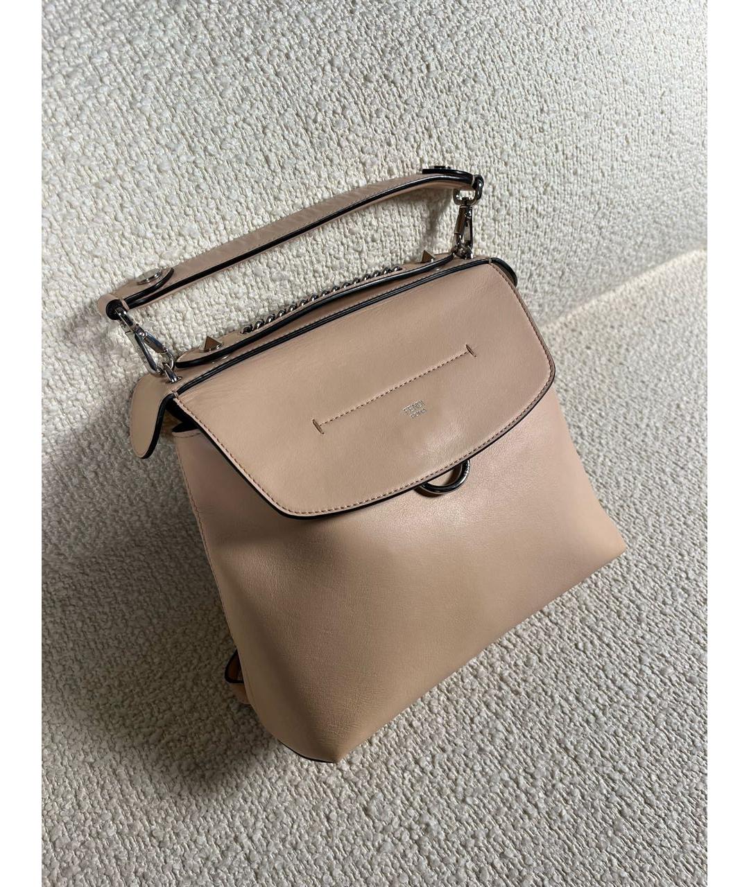 FENDI Бежевый кожаный рюкзак, фото 9