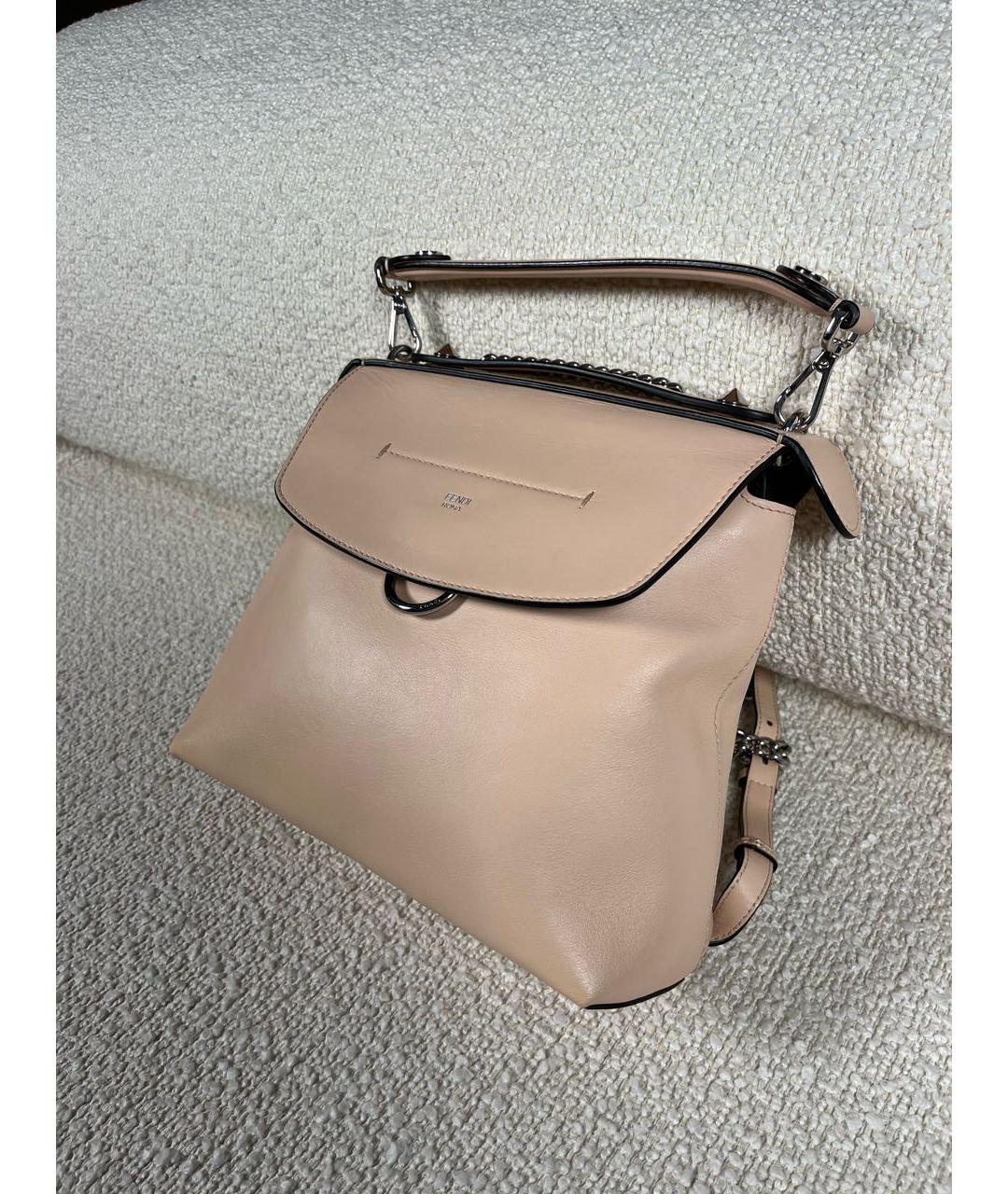 FENDI Бежевый кожаный рюкзак, фото 3