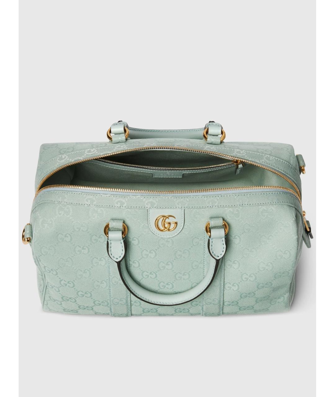 GUCCI Бирюзовая жаккардовая сумка тоут, фото 5