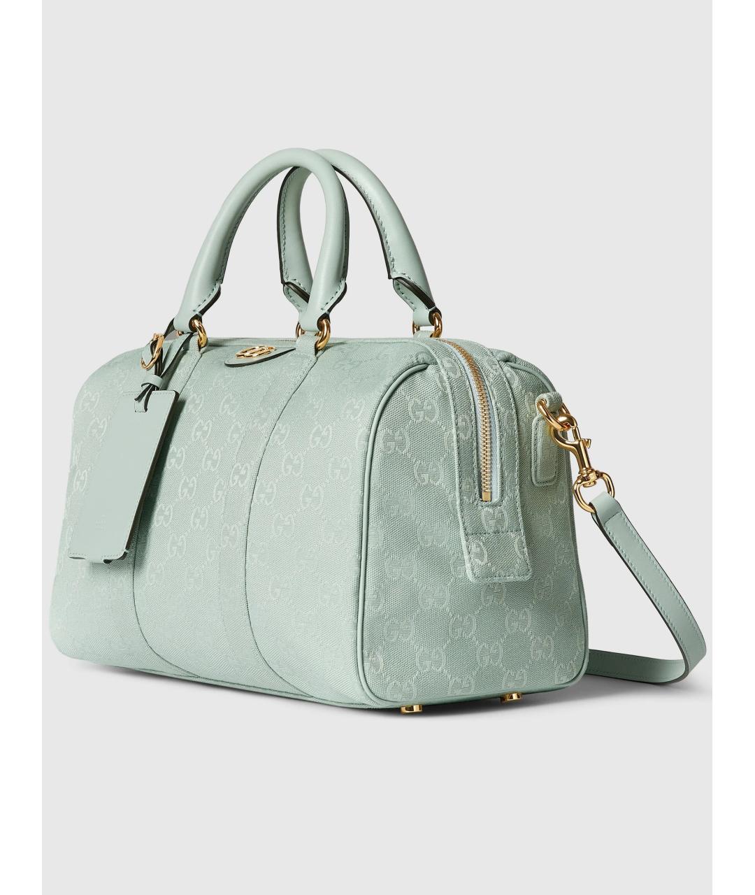 GUCCI Бирюзовая жаккардовая сумка тоут, фото 2