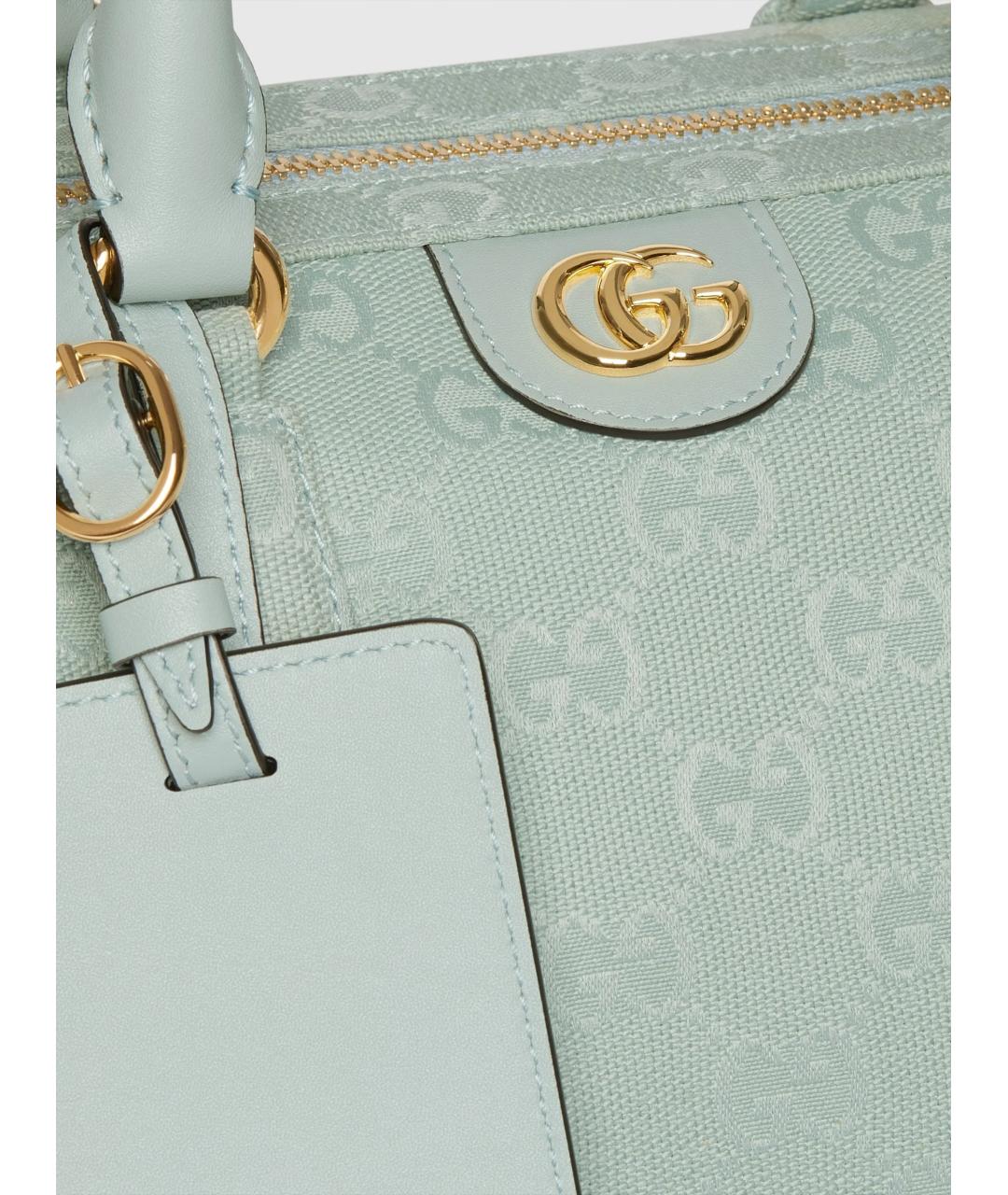 GUCCI Бирюзовая жаккардовая сумка тоут, фото 3