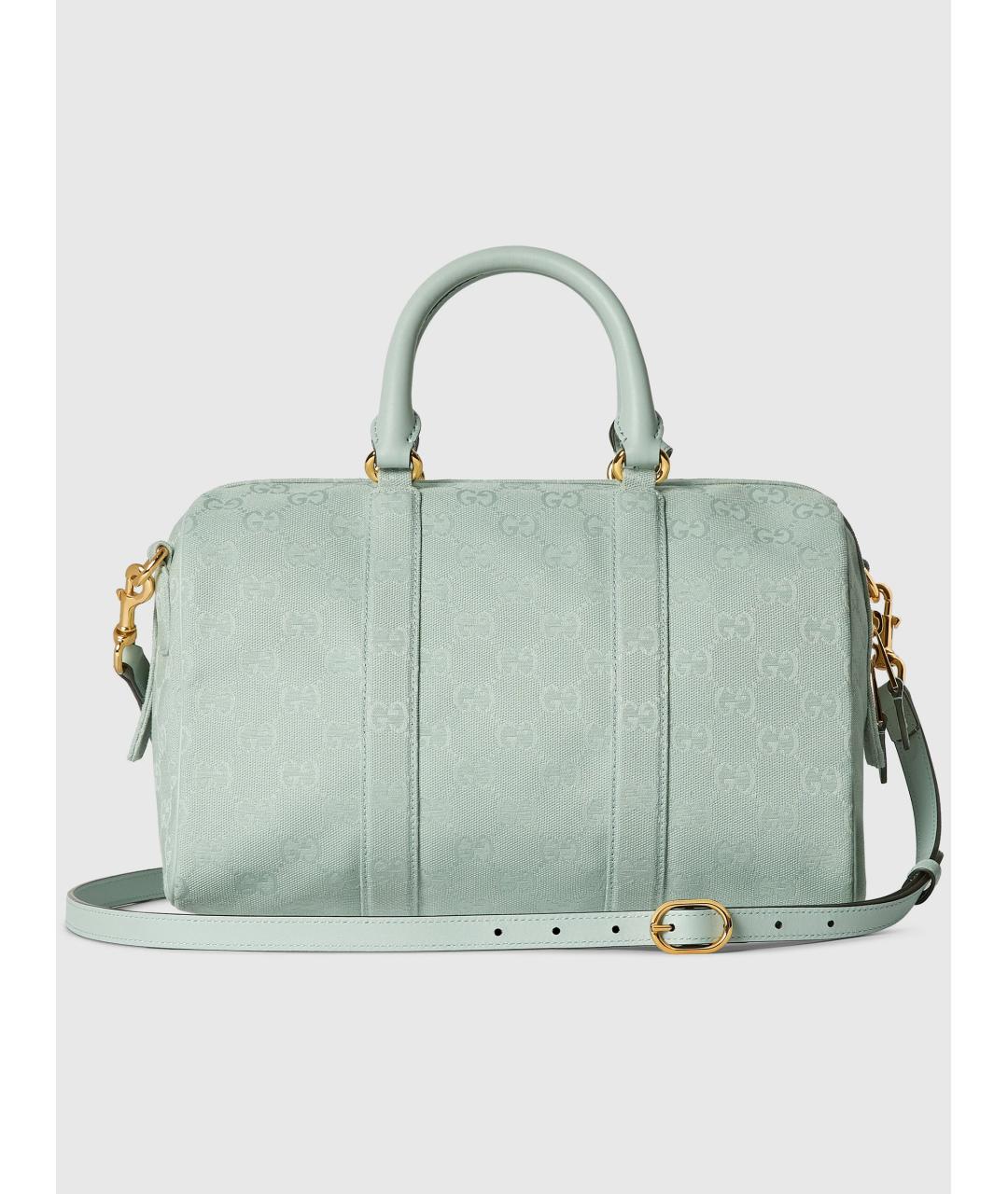 GUCCI Бирюзовая жаккардовая сумка тоут, фото 4