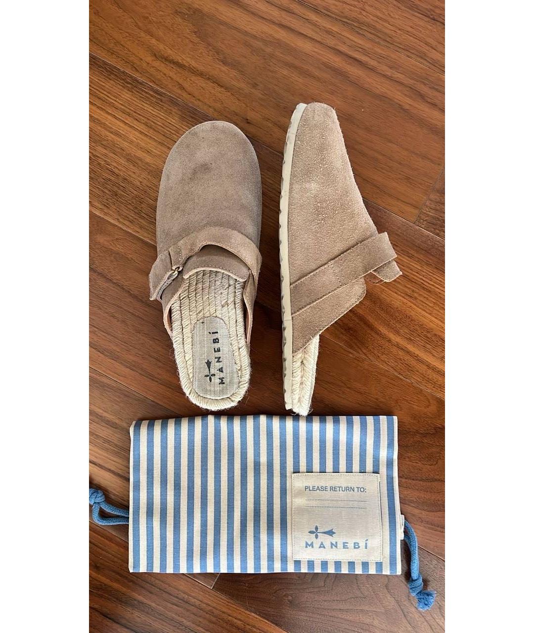 MANEBI Бежевые замшевые сабо, фото 4