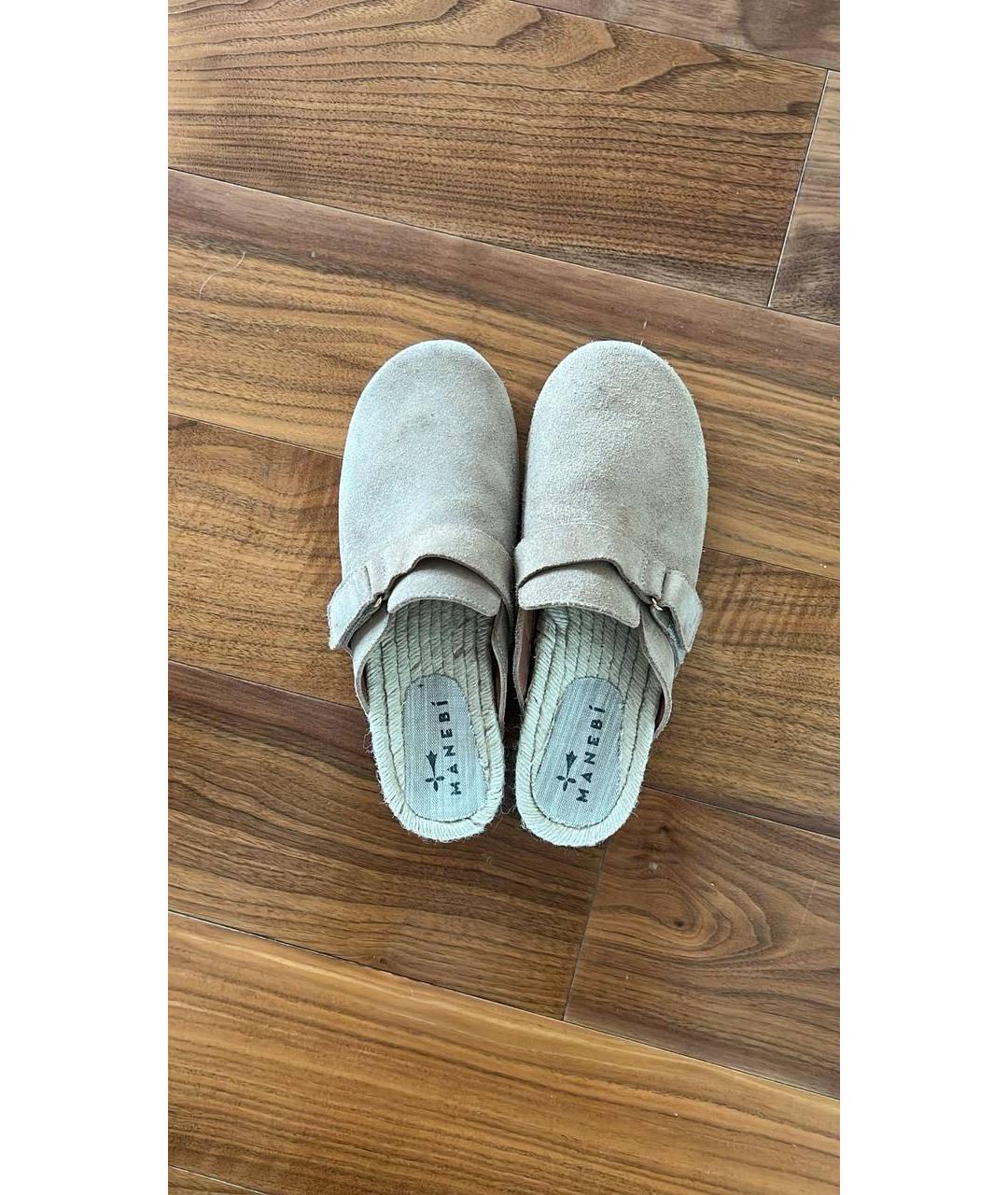 MANEBI Бежевые замшевые сабо, фото 7