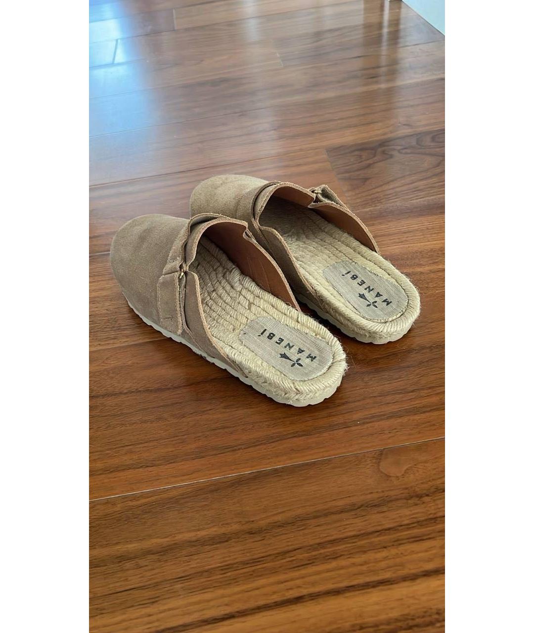 MANEBI Бежевые замшевые сабо, фото 5