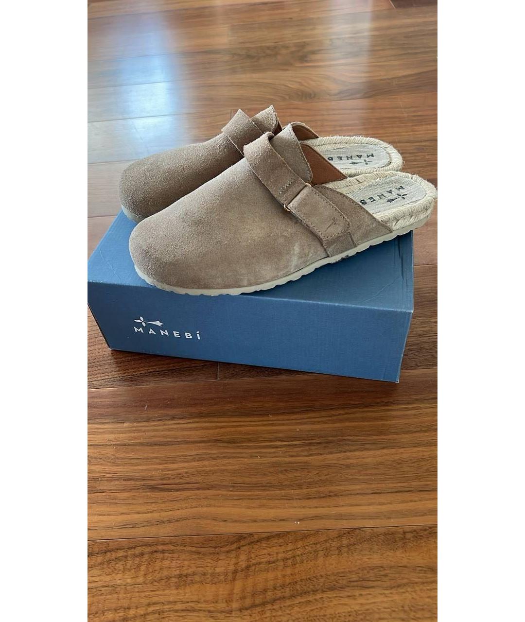 MANEBI Бежевые замшевые сабо, фото 8