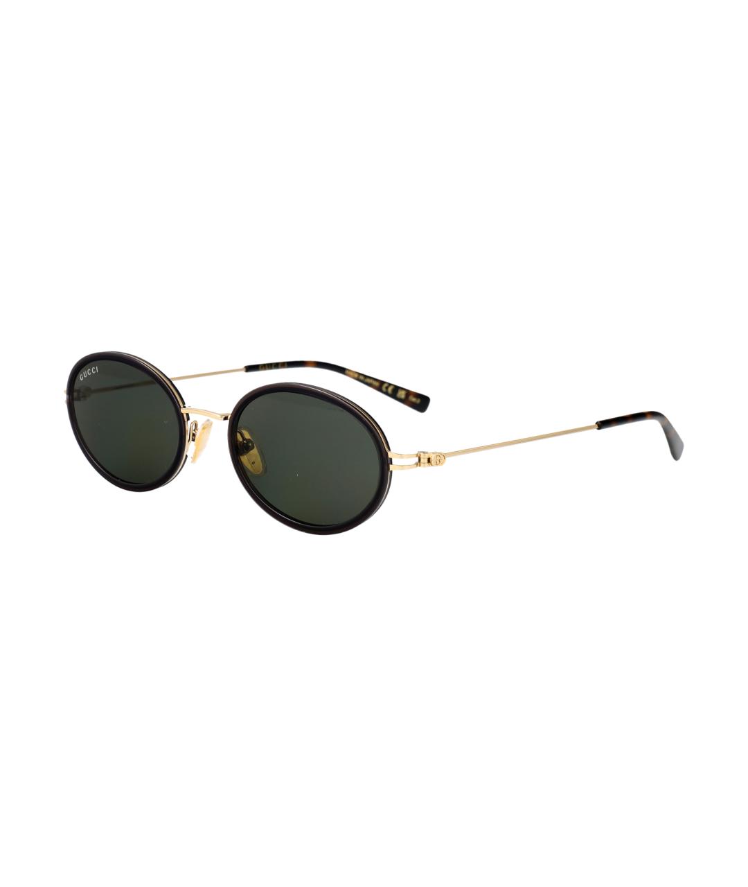 GUCCI Золотые металлические солнцезащитные очки, фото 2