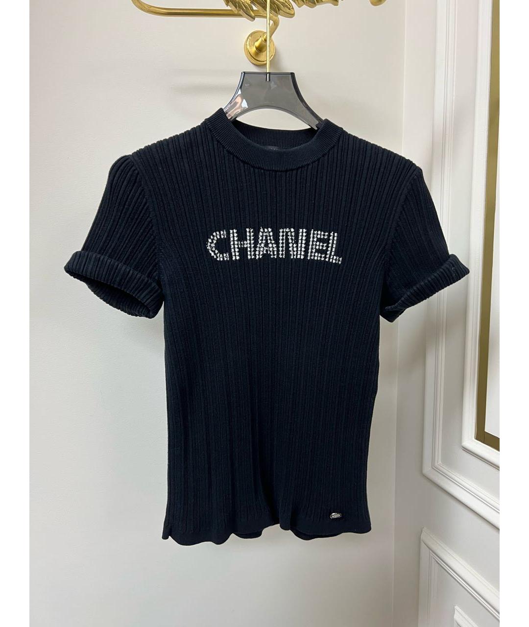 CHANEL Черная хлопковая футболка, фото 2
