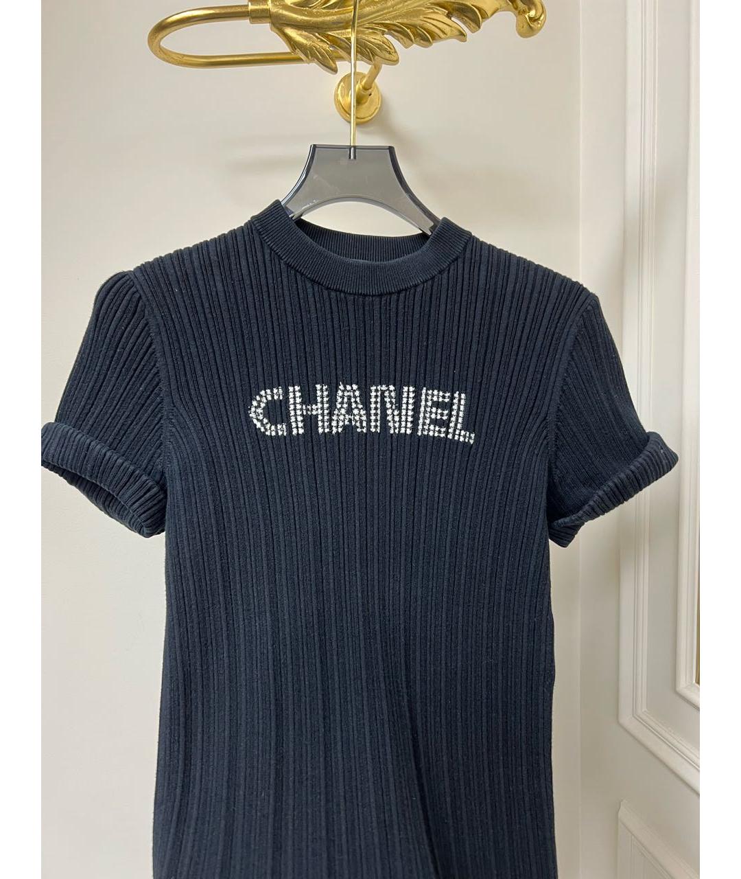 CHANEL Черная хлопковая футболка, фото 3