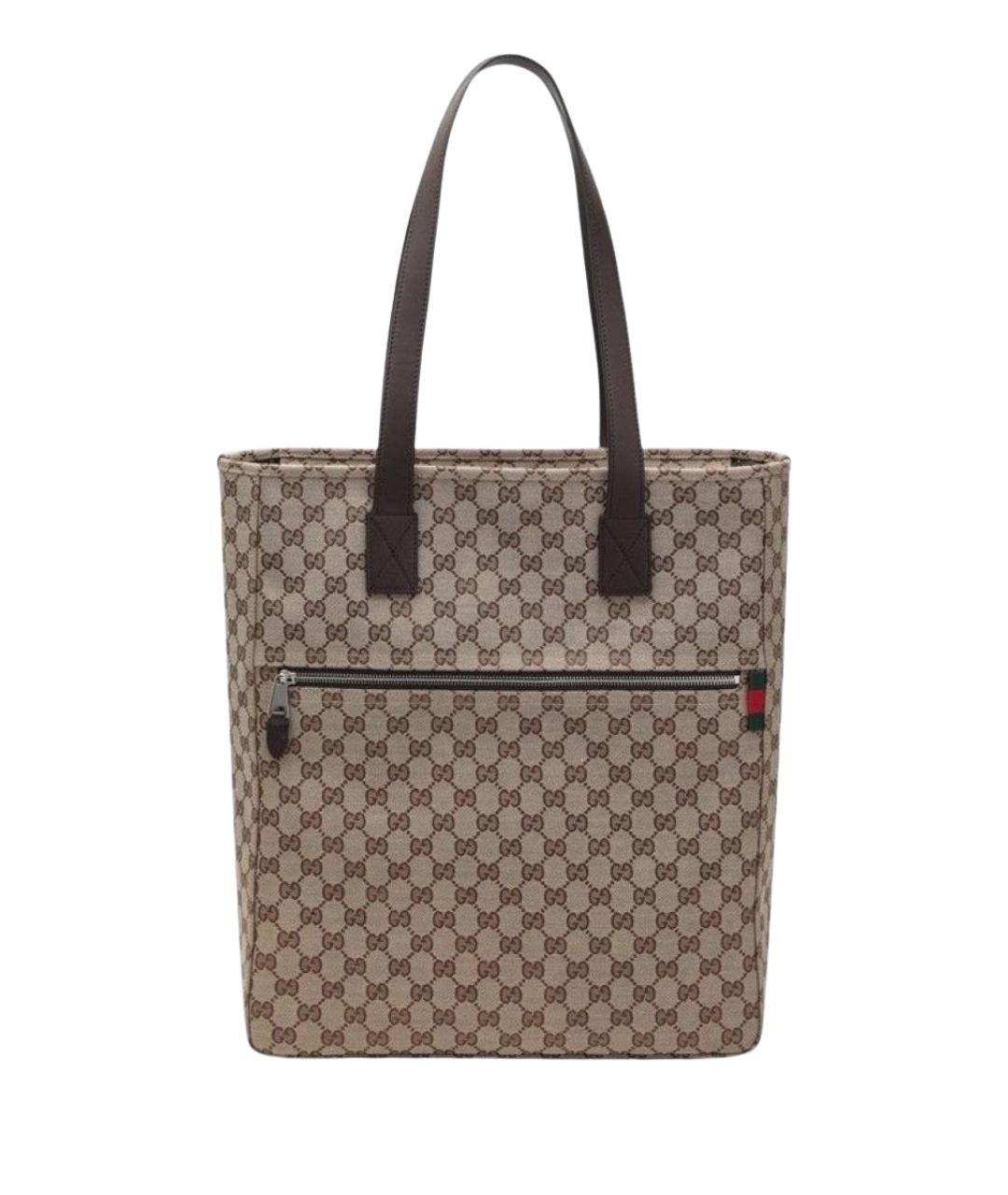 GUCCI Бежевая жаккардовая сумка тоут, фото 1