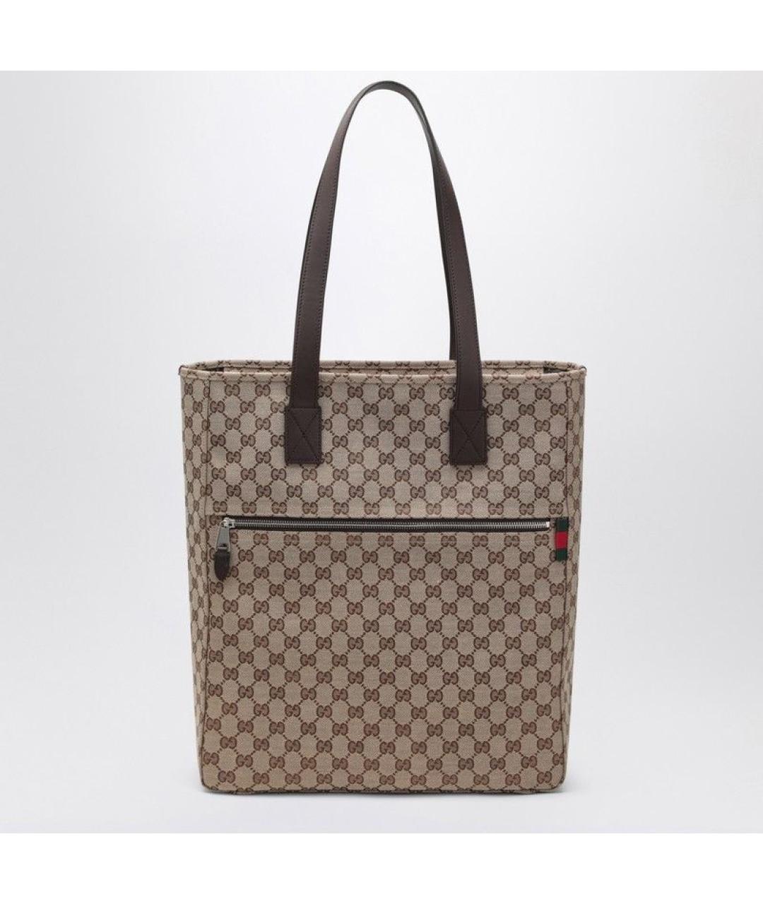 GUCCI Бежевая жаккардовая сумка тоут, фото 6