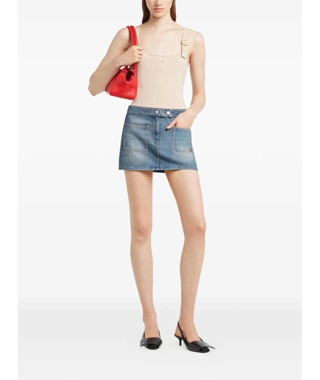 COURREGES Синяя хлопковая юбка мини, фото 2