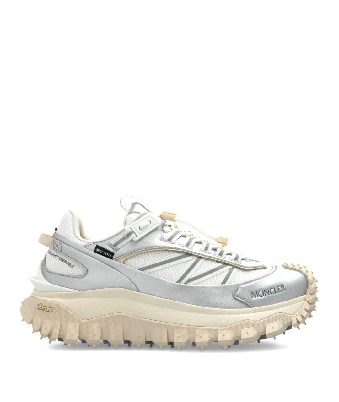 MONCLER Серебряные текстильные кроссовки, фото 1