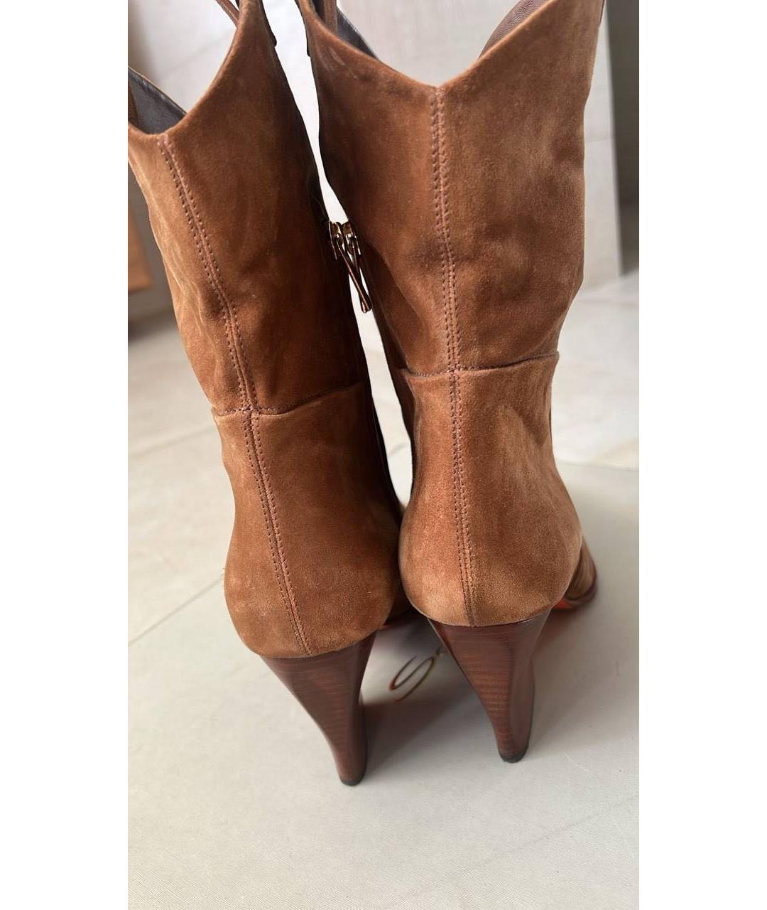 SANTONI Коричневые замшевые сапоги, фото 5