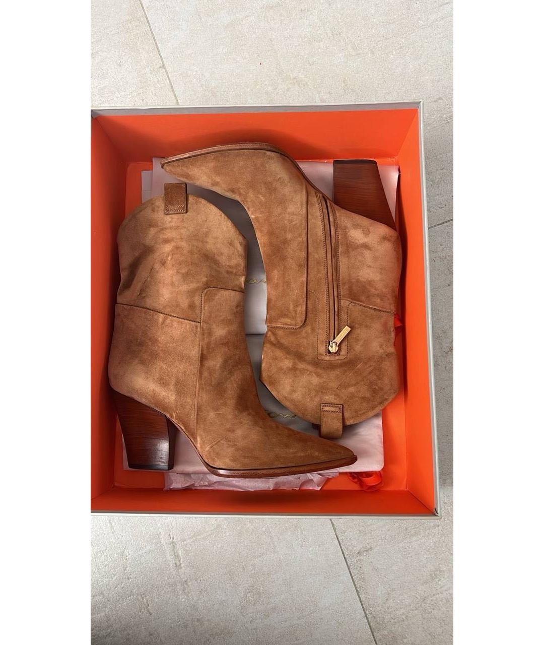 SANTONI Коричневые замшевые сапоги, фото 3