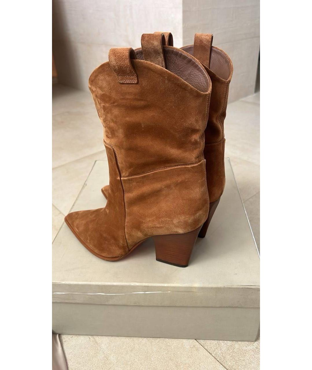 SANTONI Коричневые замшевые сапоги, фото 7