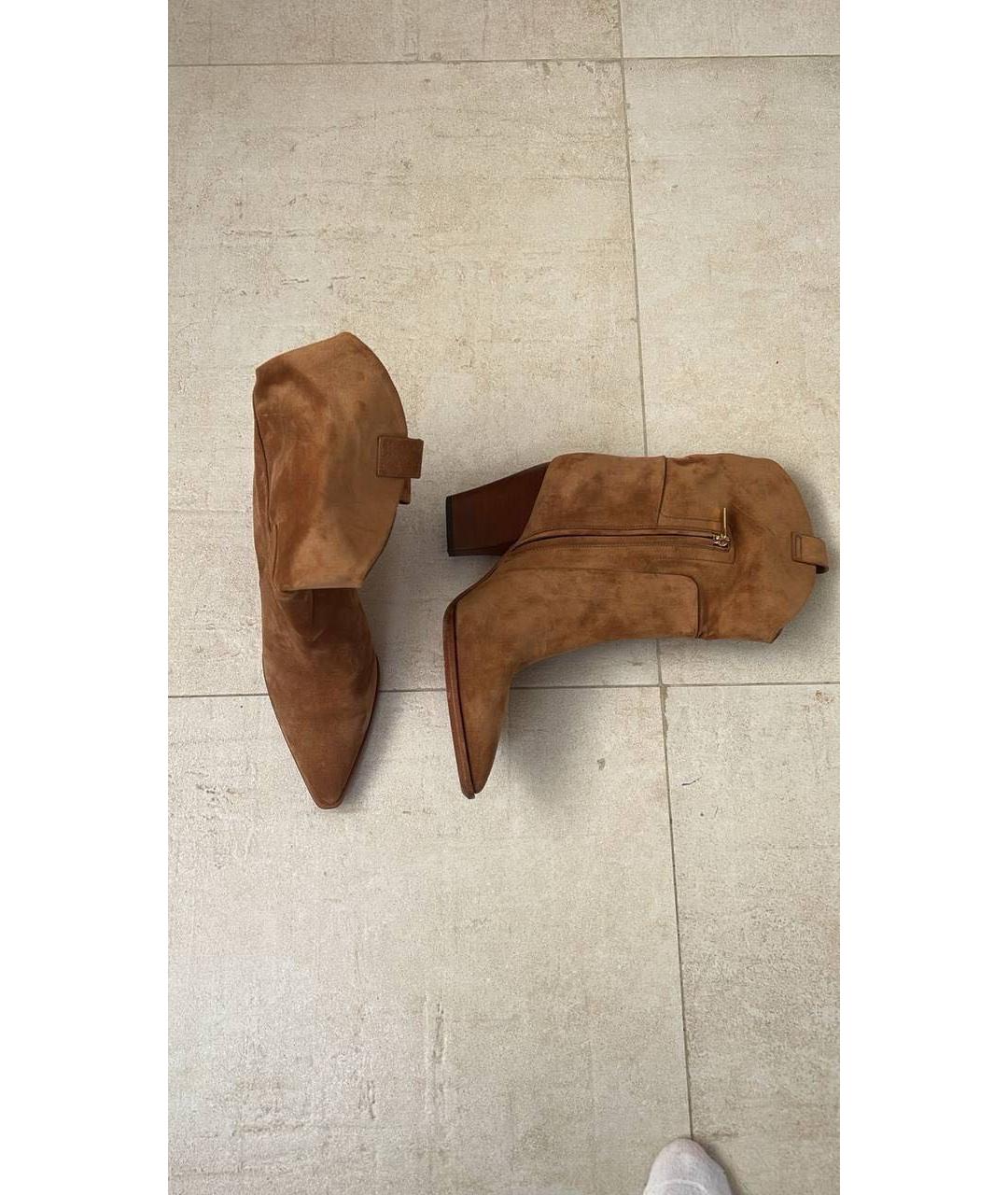 SANTONI Коричневые замшевые сапоги, фото 4