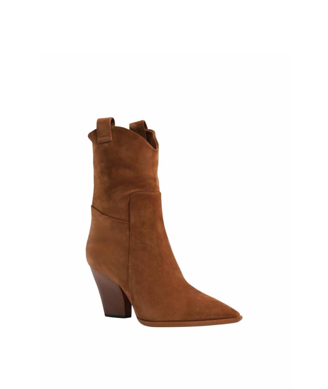 SANTONI Коричневые замшевые сапоги, фото 2