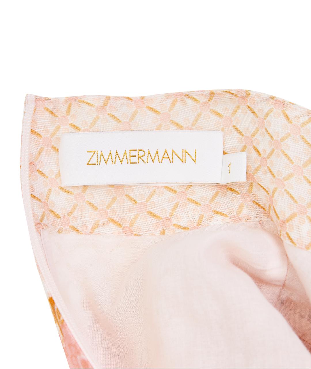 ZIMMERMANN Розовое шелковое повседневное платье, фото 5