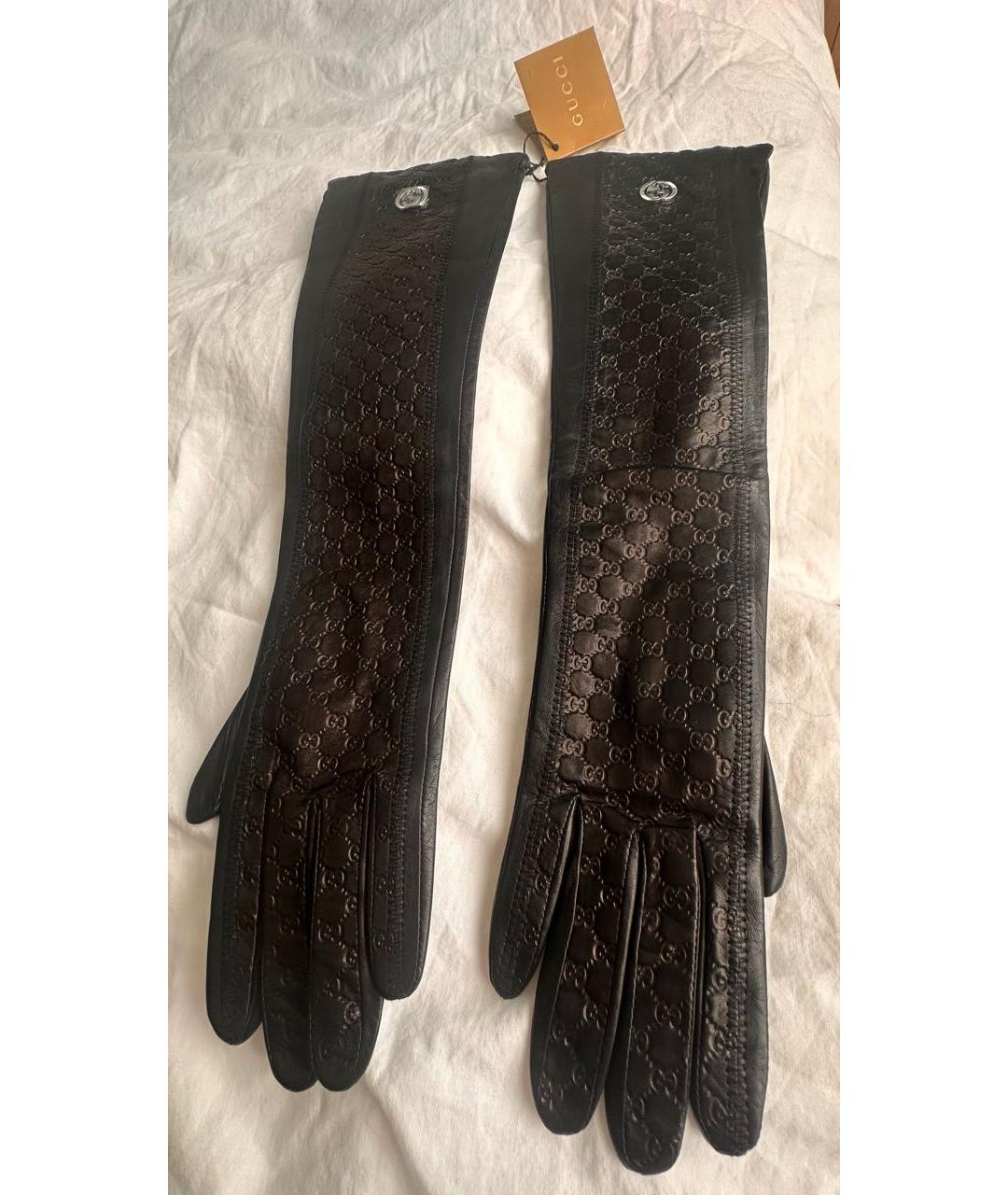 GUCCI Черные кожаные перчатки, фото 5