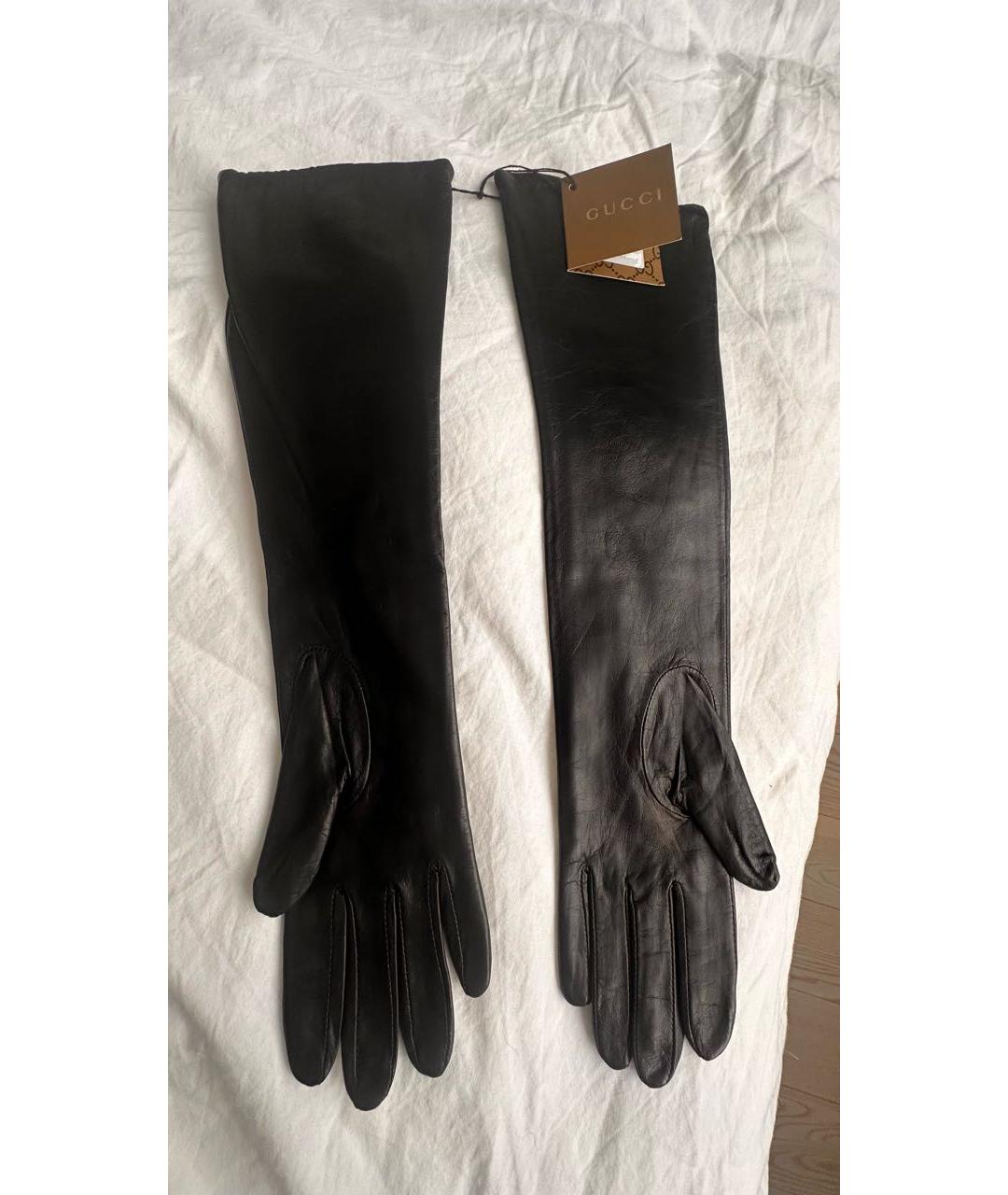 GUCCI Черные кожаные перчатки, фото 2