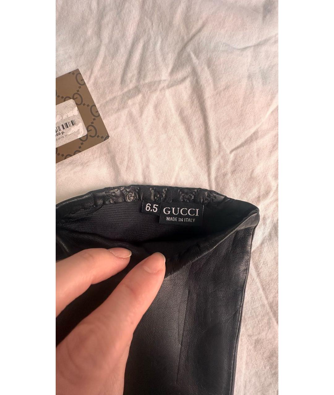 GUCCI Черные кожаные перчатки, фото 4