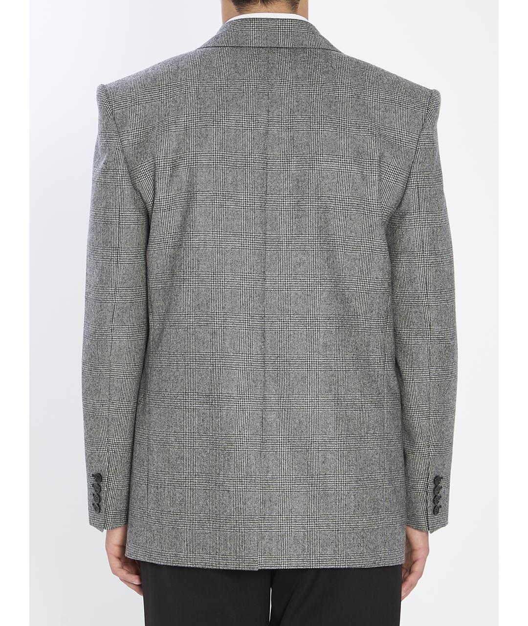 SAINT LAURENT Серый шерстяной пиджак, фото 4