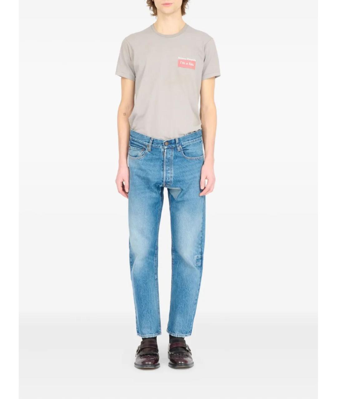 MAISON MARGIELA Голубые хлопковые прямые джинсы, фото 2