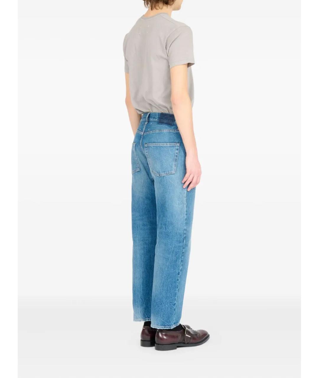 MAISON MARGIELA Голубые хлопковые прямые джинсы, фото 4