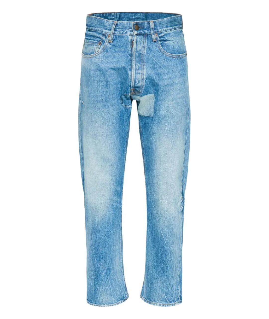 MAISON MARGIELA Голубые хлопковые прямые джинсы, фото 1