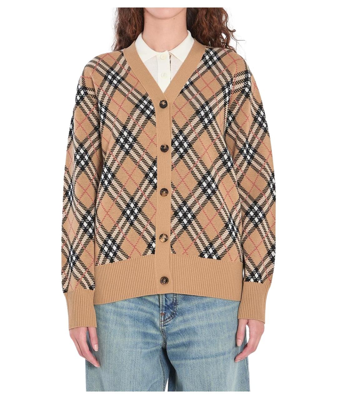 BURBERRY Бежевый шерстяной кардиган, фото 1