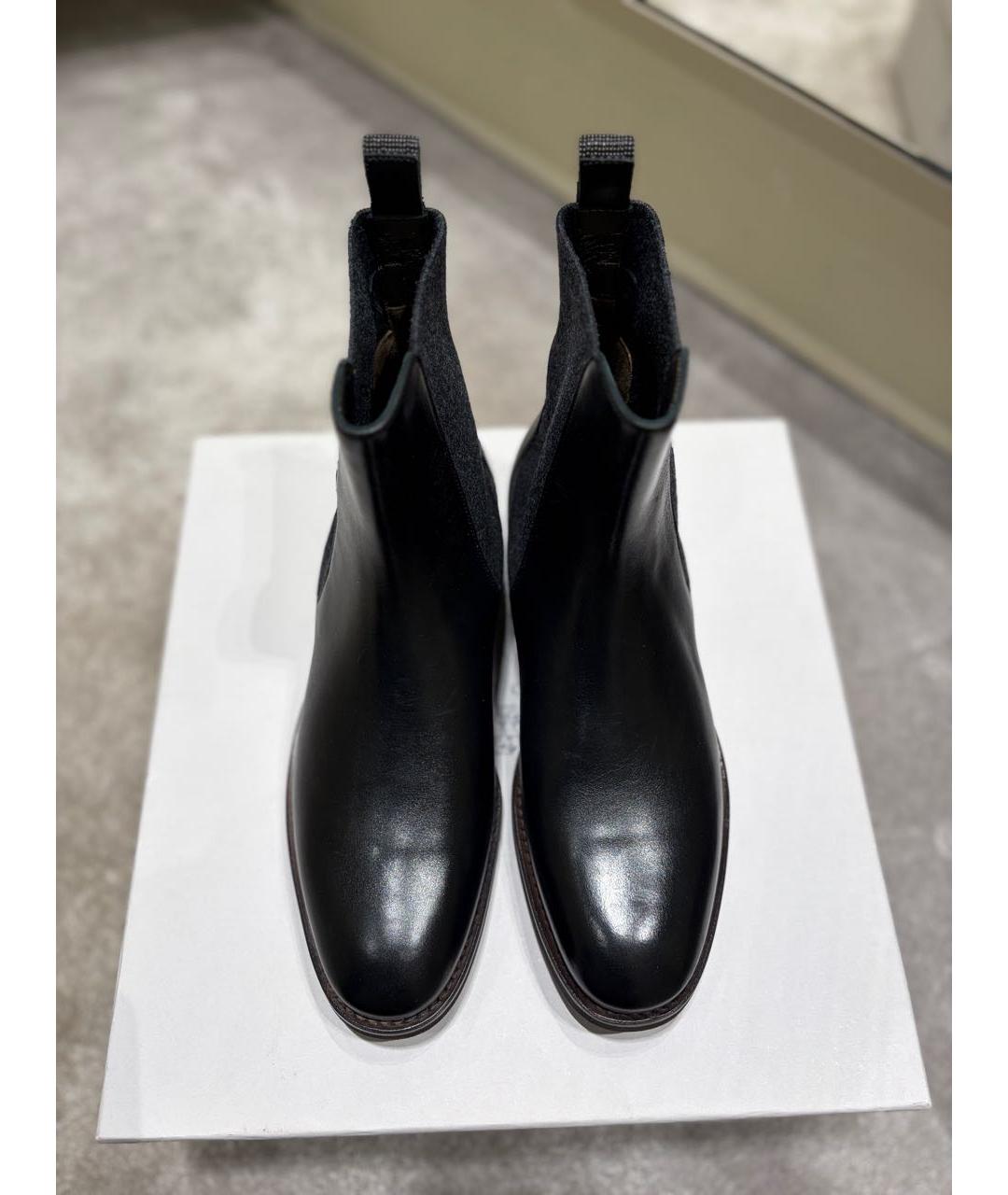 BRUNELLO CUCINELLI Черные кожаные ботинки, фото 2
