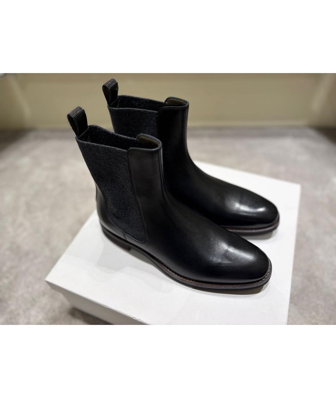 BRUNELLO CUCINELLI Черные кожаные ботинки, фото 3