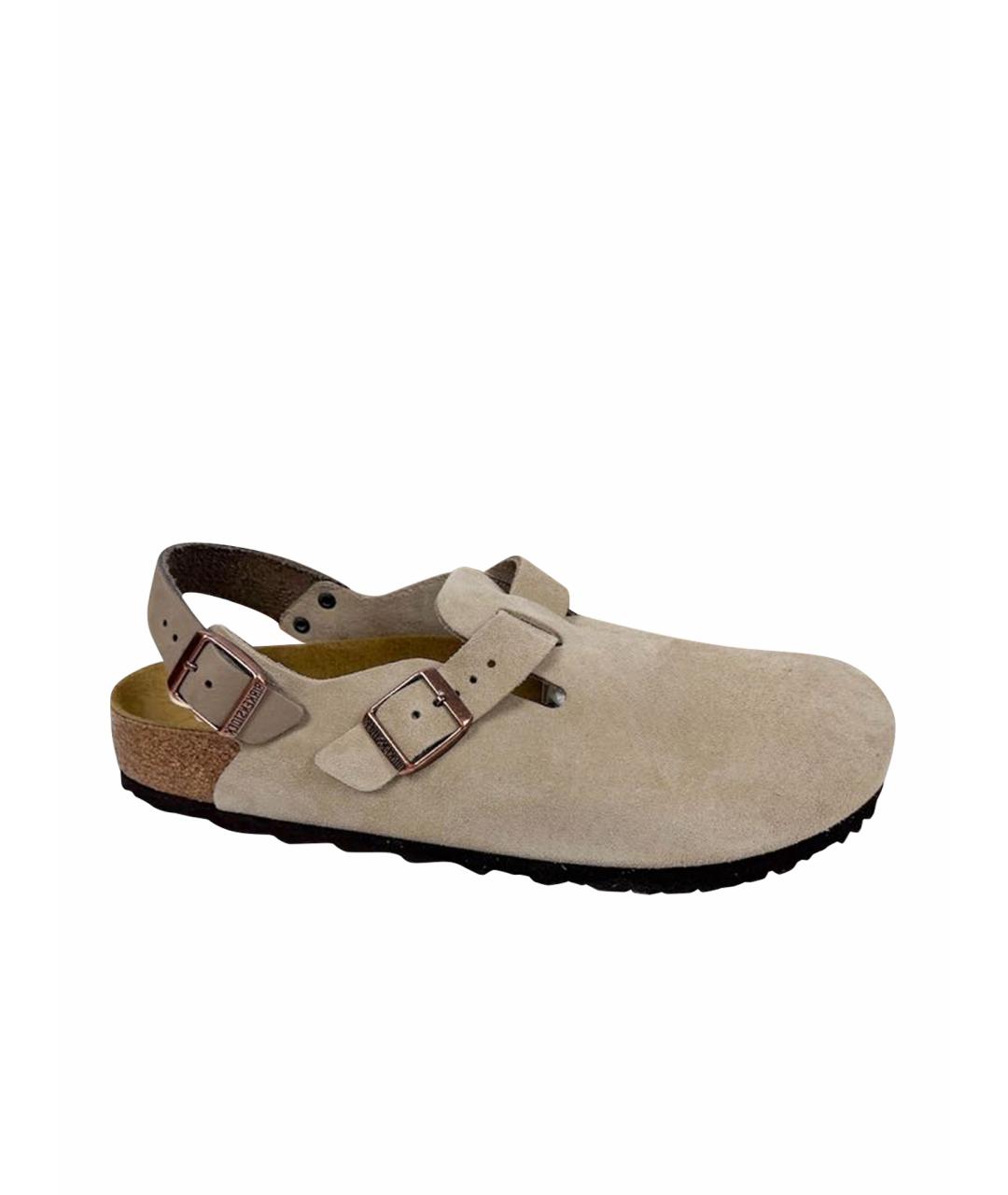 BIRKENSTOCK Бежевые замшевые сандалии, фото 1