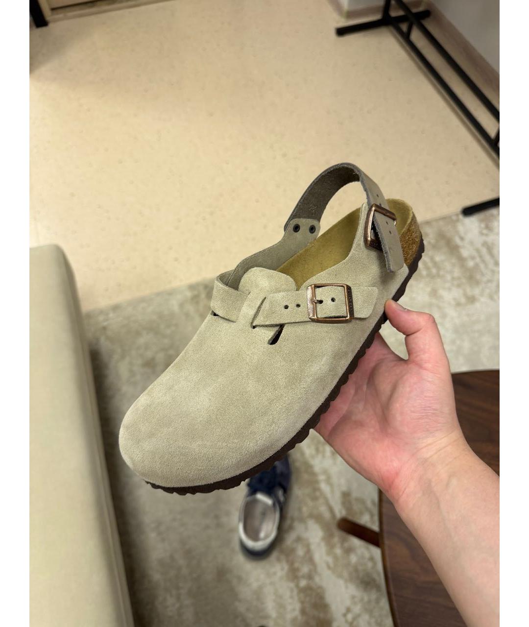 BIRKENSTOCK Бежевые замшевые сандалии, фото 4