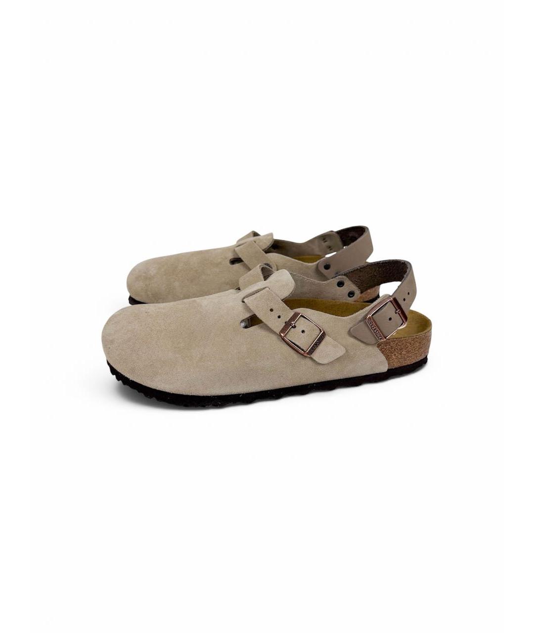 BIRKENSTOCK Бежевые замшевые сандалии, фото 7