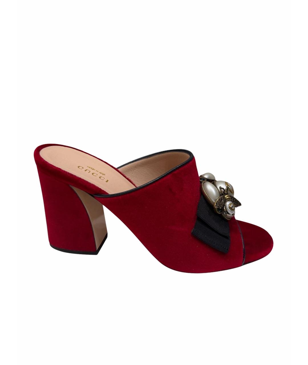 GUCCI Красные замшевые сабо, фото 1