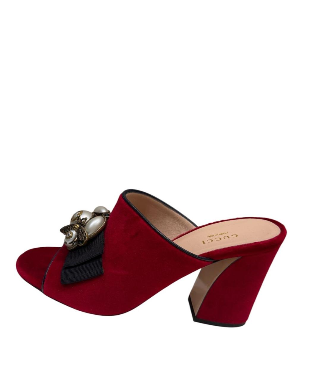 GUCCI Красные замшевые сабо, фото 8