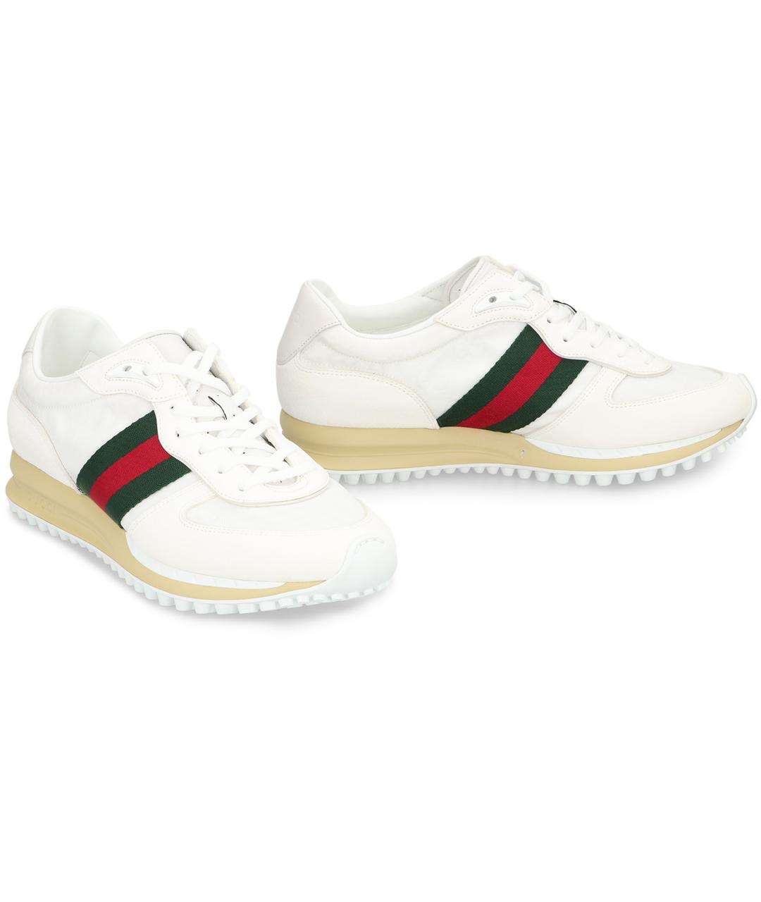 GUCCI Белые кожаные низкие кроссовки / кеды, фото 3