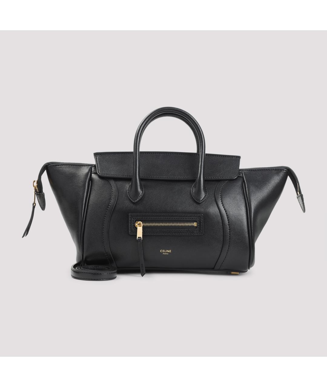 CELINE Черная кожаная сумка тоут, фото 3