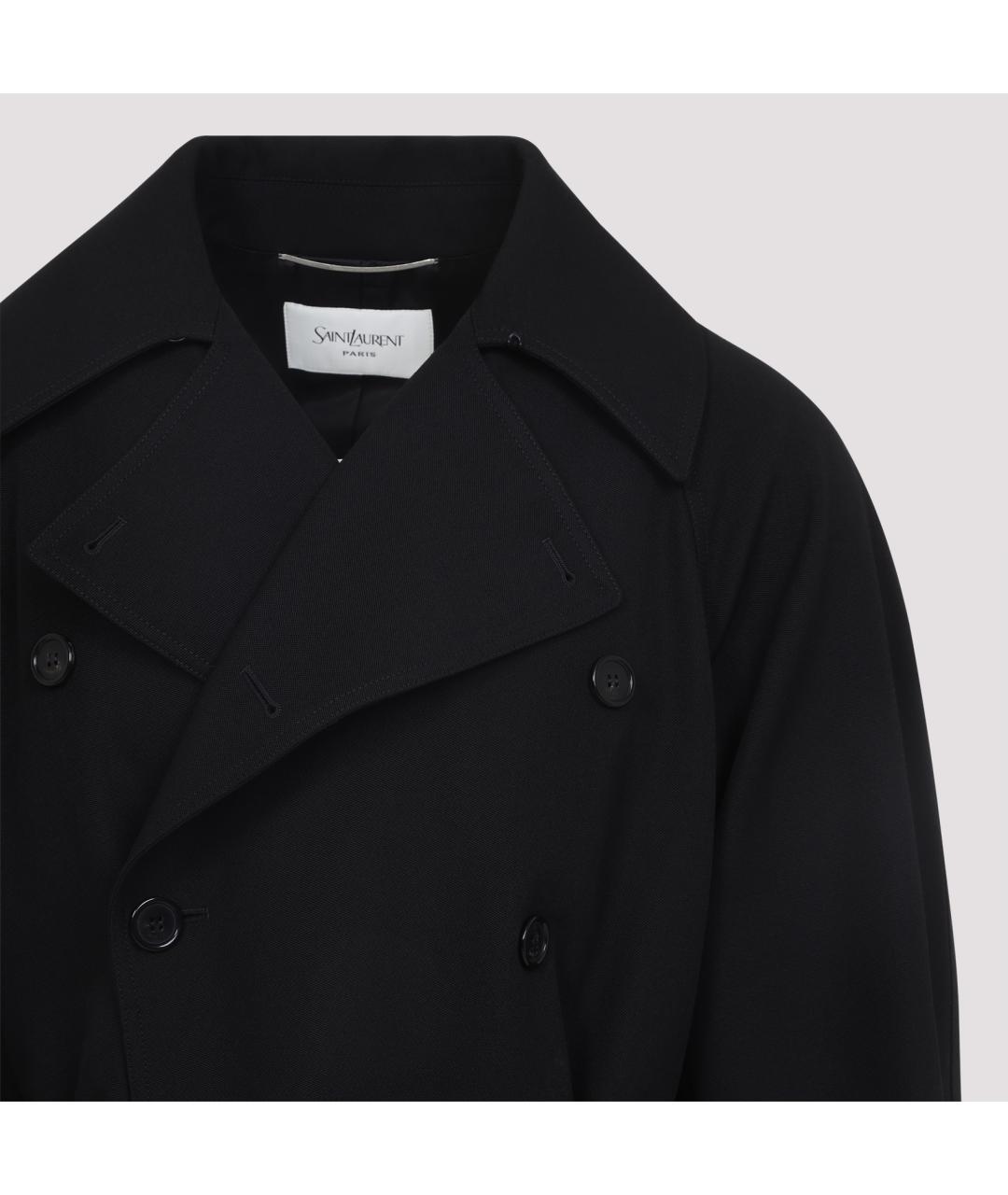 SAINT LAURENT Черный хлопковый тренч / плащ, фото 5