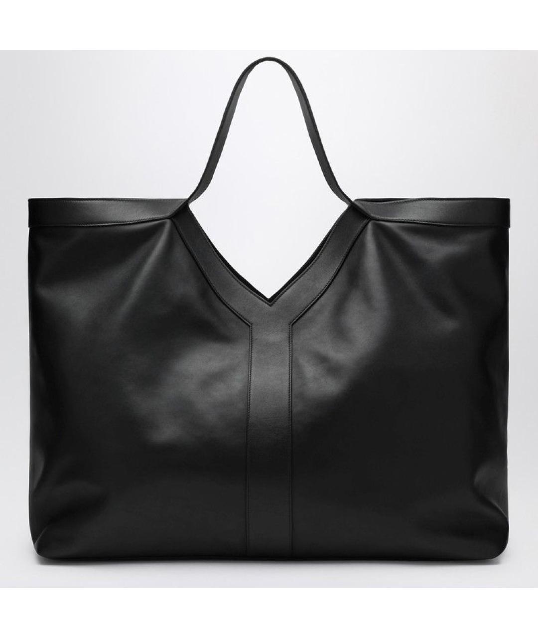 SAINT LAURENT Черная кожаная сумка тоут, фото 3