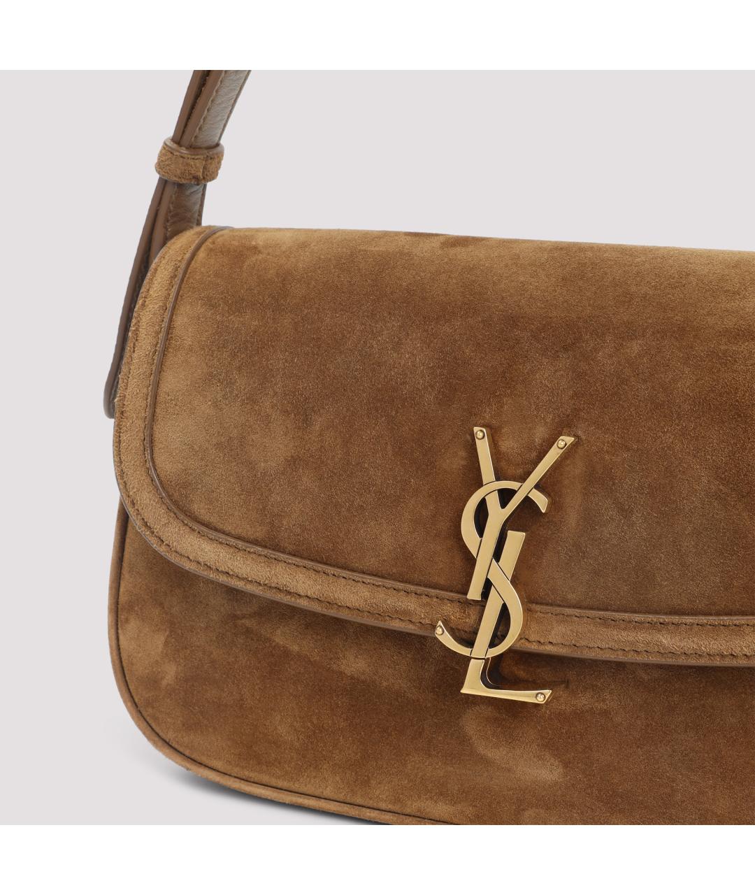 SAINT LAURENT Коричневая замшевая сумка через плечо, фото 4