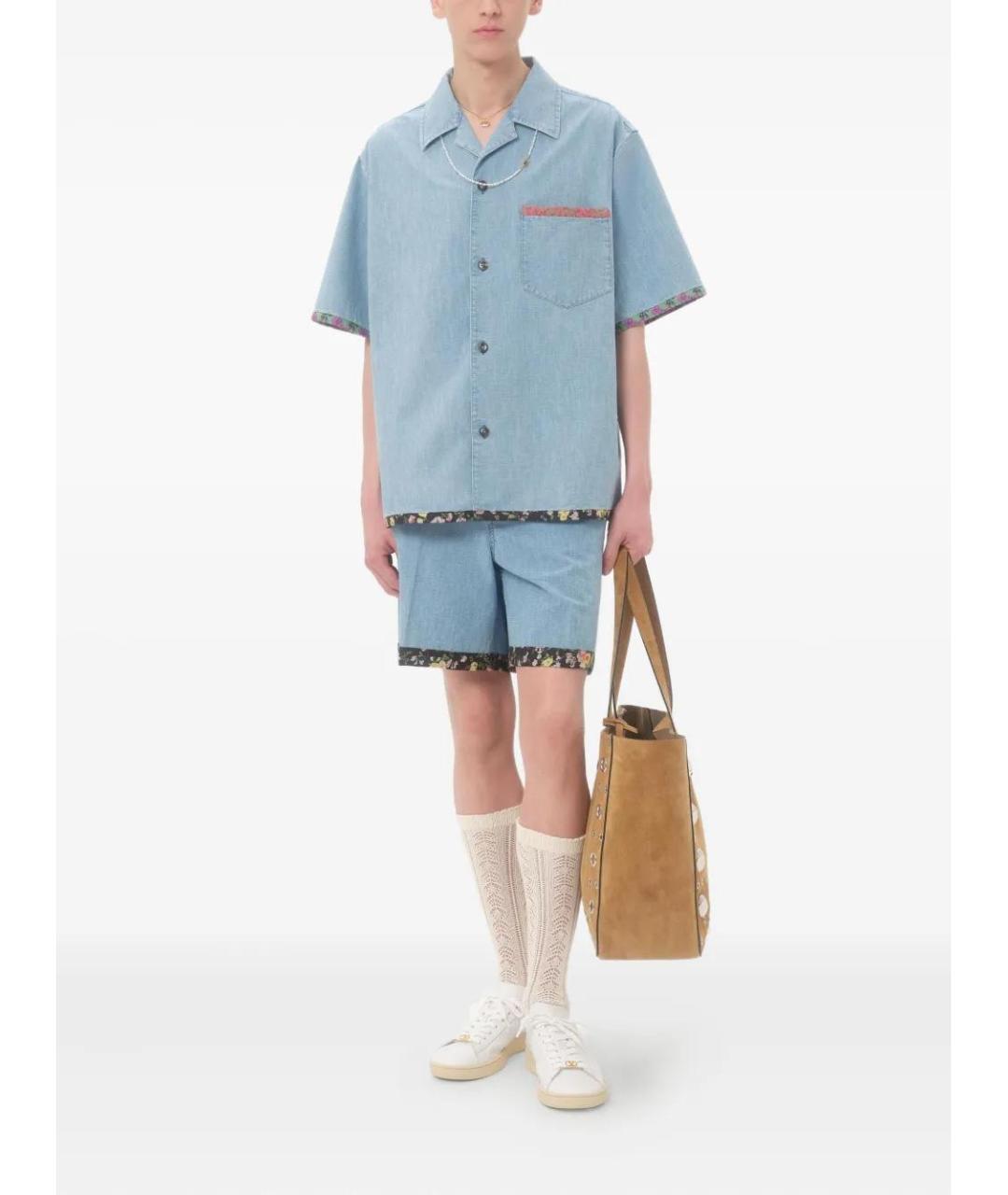 VALENTINO Голубая хлопковая кэжуал рубашка, фото 2